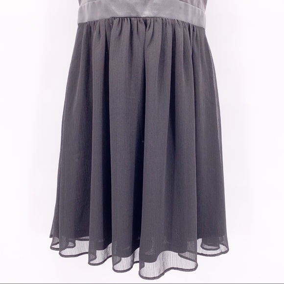 BCBG Black Faux Leather and Lace Mini Dress Sz 0 - Picture 3 of 9